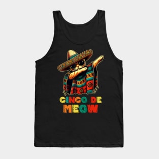 Cinco De Mayo Funny Mexican Cat Sombrero Poncho Men Women Tank Top